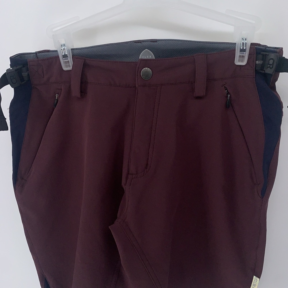 Club Ride Mountain Bike Shorts Mens Maroon Blue Cycling Adjustable Waist SMALL - Picture 3 of 12